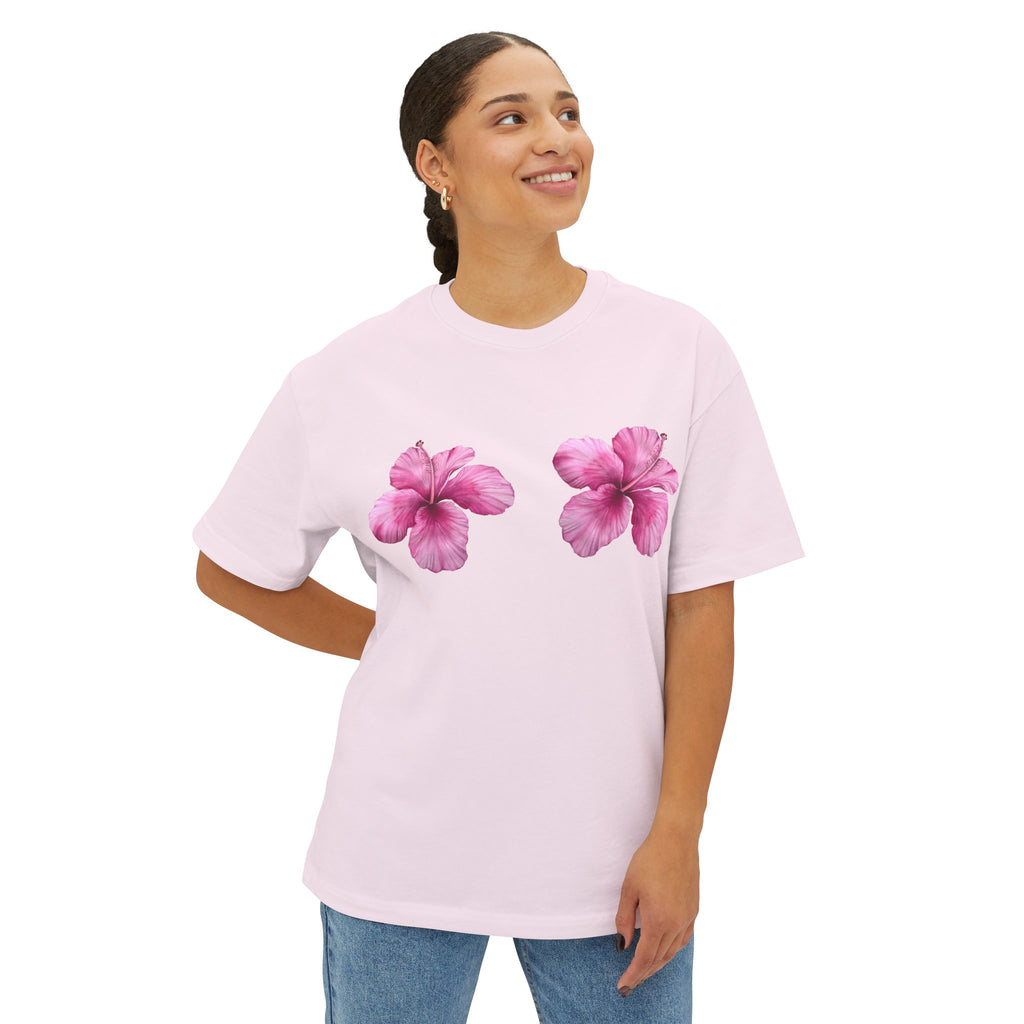Pink Hibiscus Oversized Tee