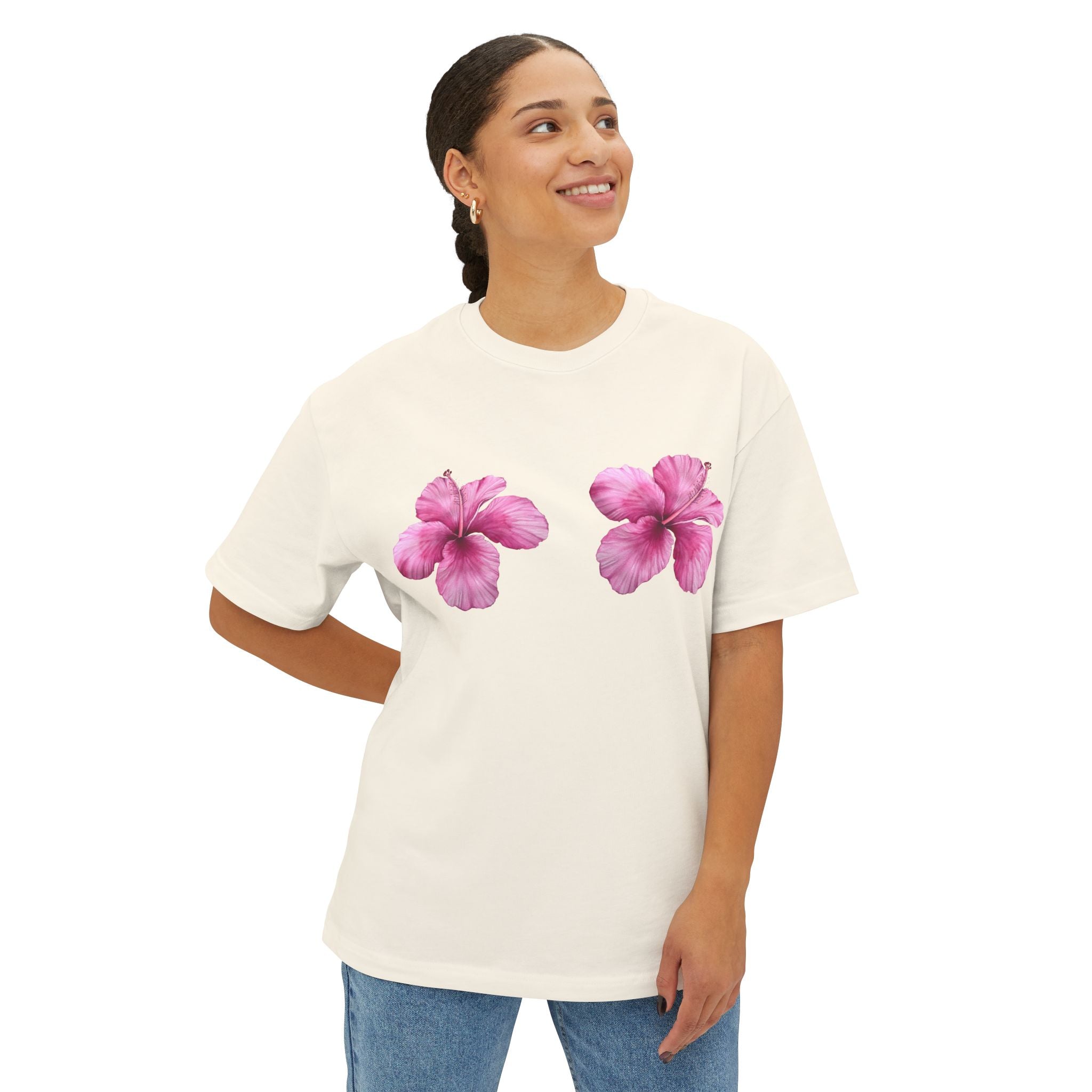 Pink Hibiscus Oversized Tee